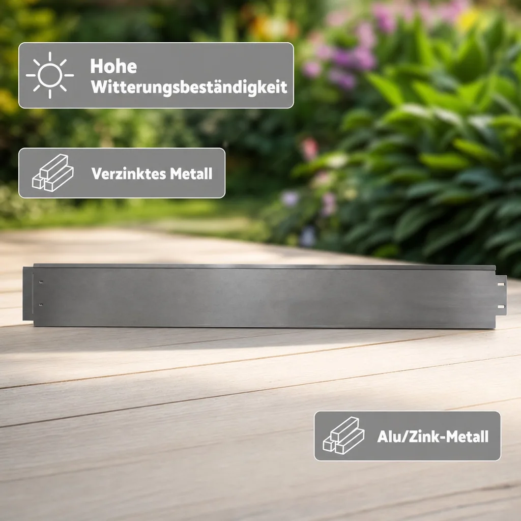 Rasenkanten Metall Alu/Zink 100 cm x 18 cm | Rasenkanten | Beeteinfassung | Beetumrandung | Beetbegrenzungen
