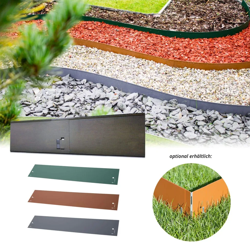Rasenkante Abschlussstück 18,5cm x 113cm | Rasenkanten | Beeteinfassung | Beetumrandung | Beetbegrenzungen, Color-GS: ohne Farbe