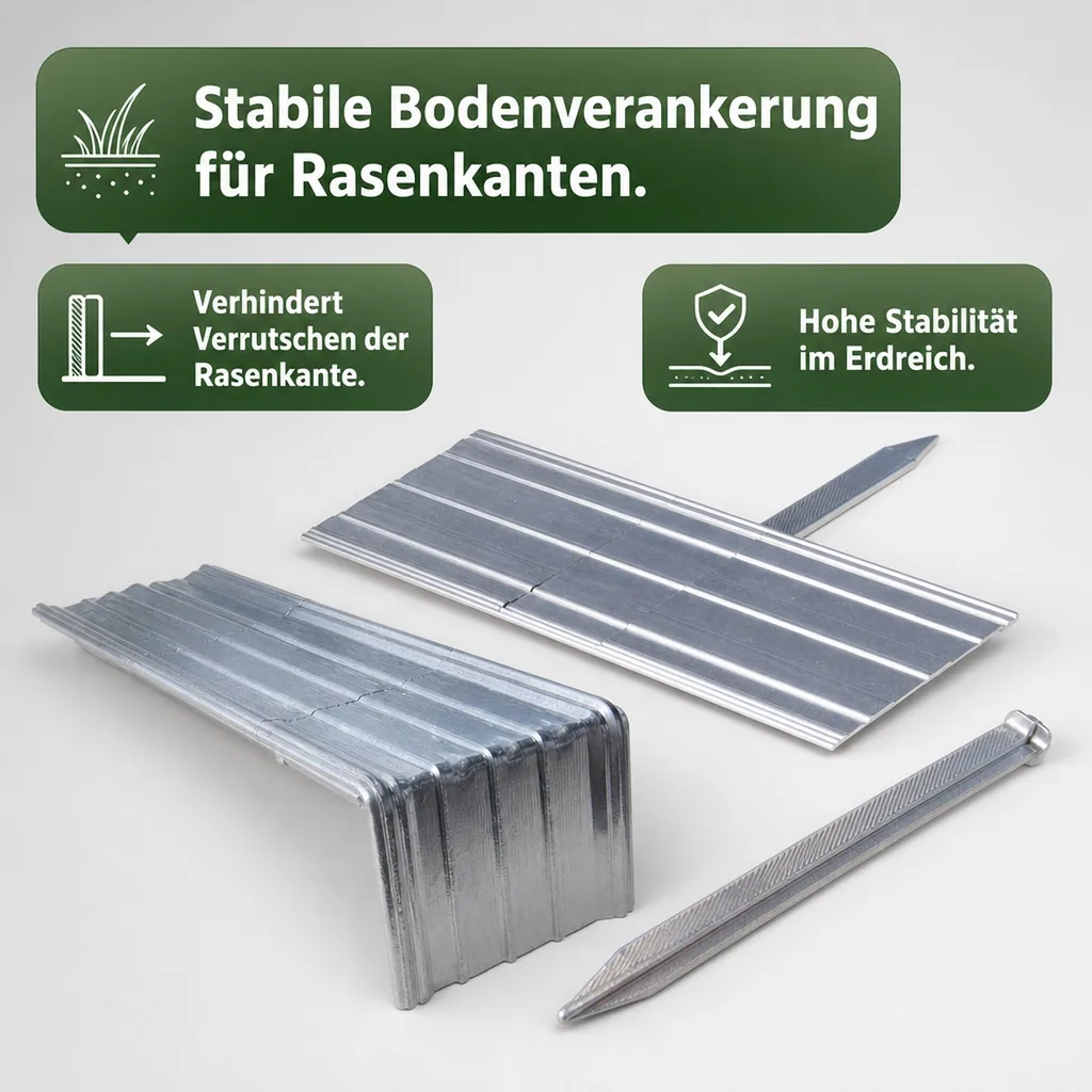 Erdanker Set für Green Universe Rasenkante 10cm Höhe | Bodenanker | Erdnägel