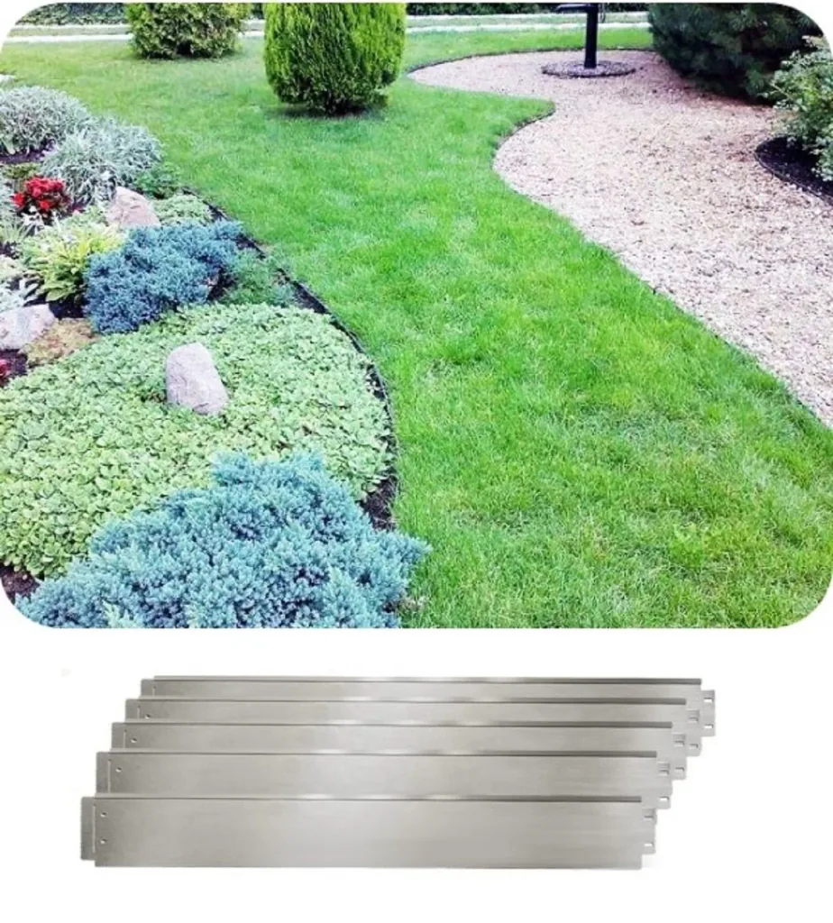 Rasenkanten Metall Alu/Zink 100 cm x 14 cm | Beeteinfassung | Beetumrandung | Beetbegrenzungen