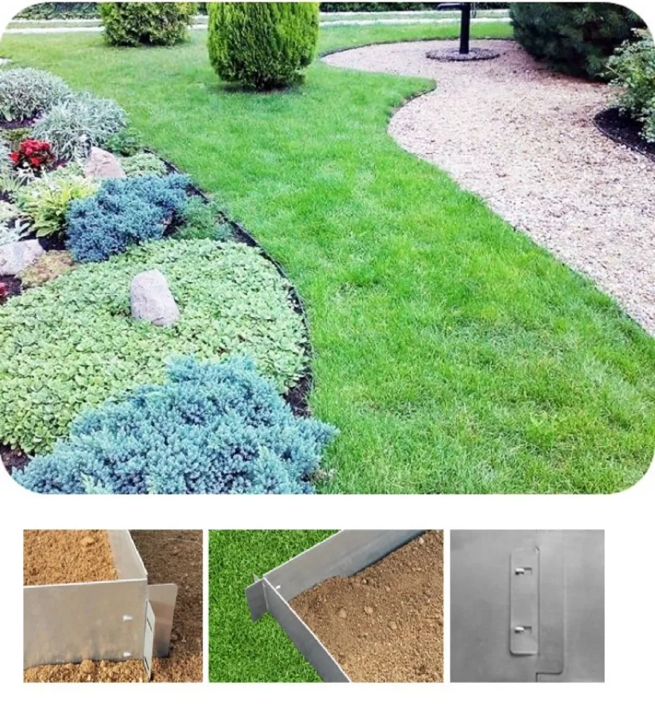 Rasenkanten Metall Alu/Zink 100 cm x 14 cm | Beeteinfassung | Beetumrandung | Beetbegrenzungen
