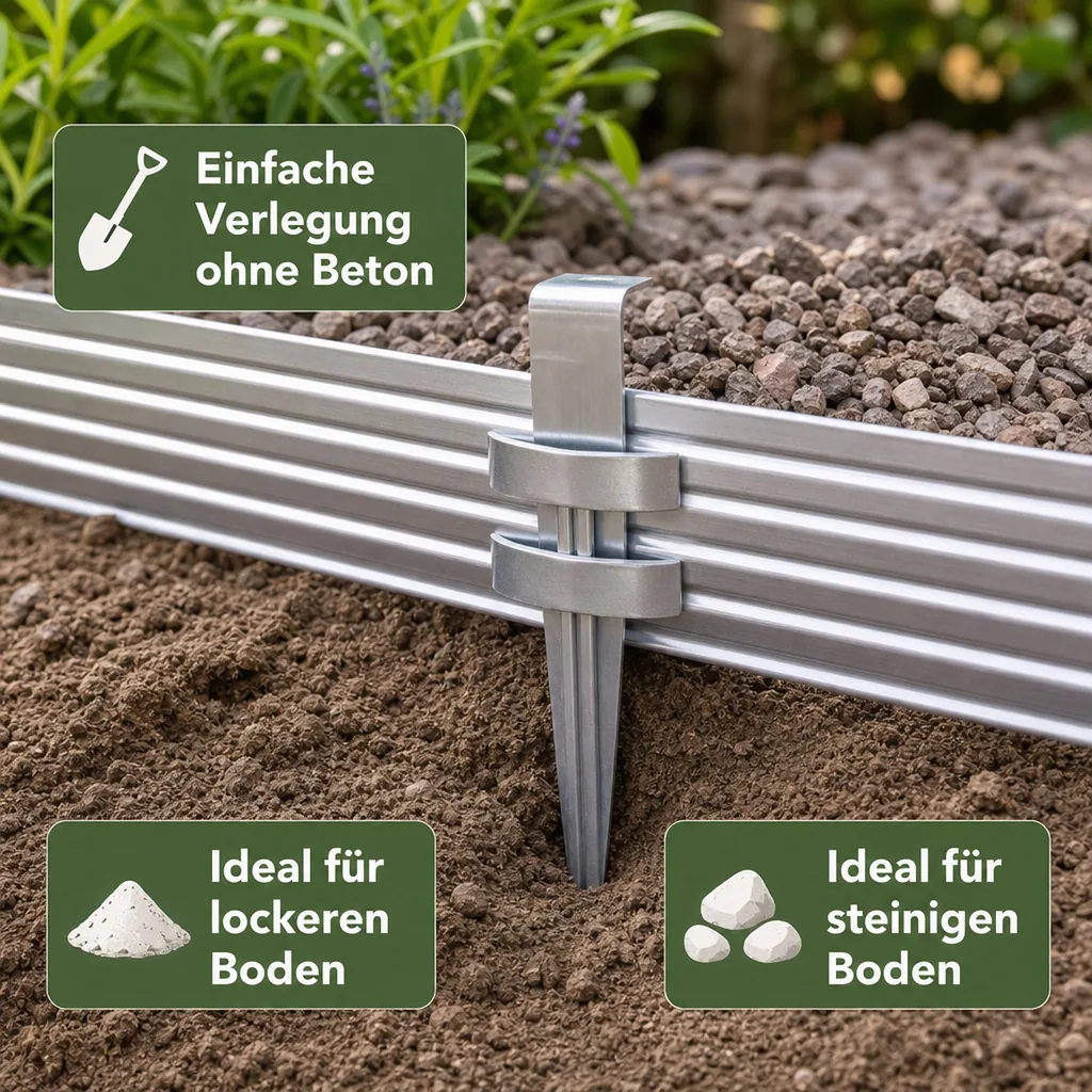 Erdanker Set für Green Universe Rasenkante 14cm Höhe | Bodenanker | Erdnägel