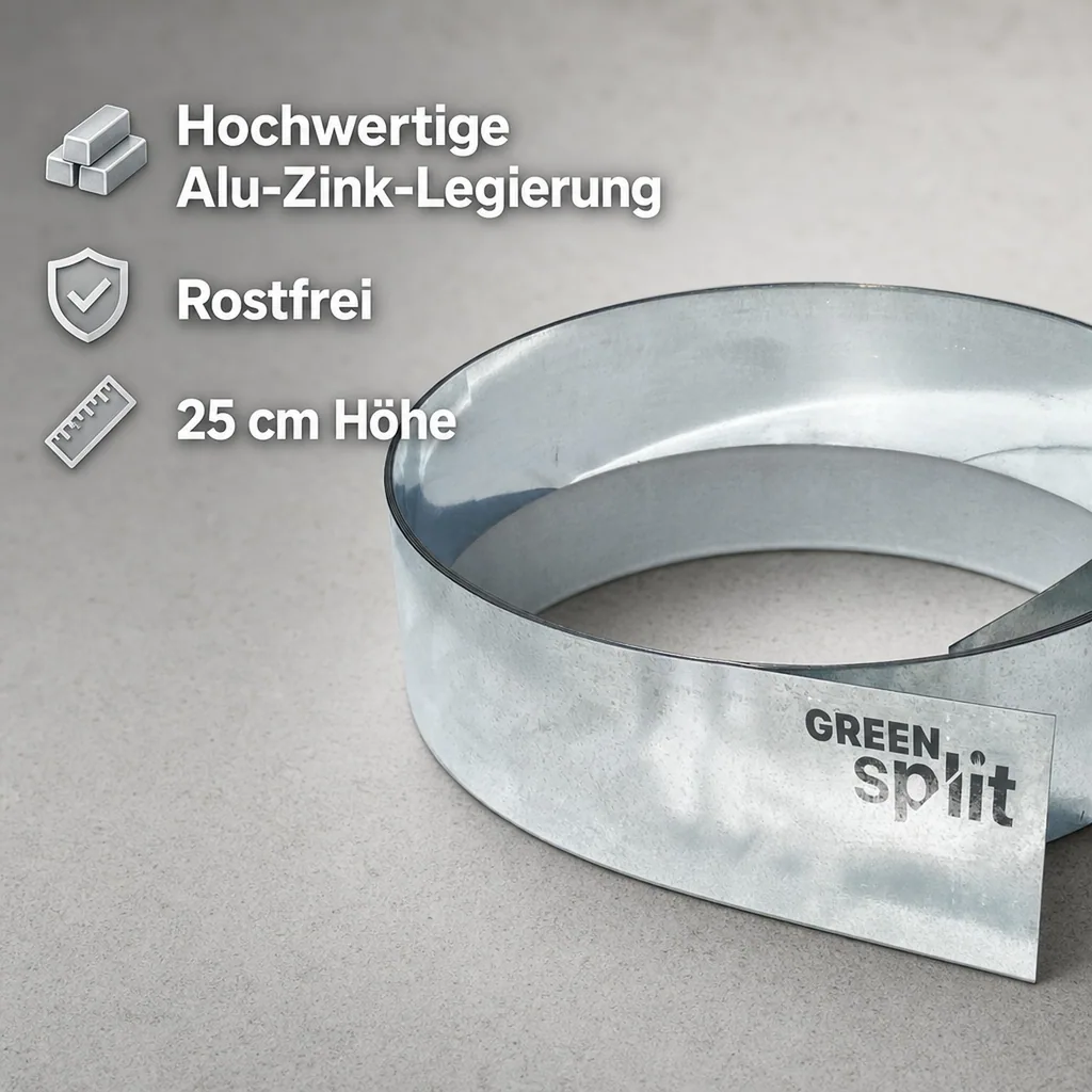 Rasenkantenband Metall Alu/Zink 25cm x 10Meter | Rasenkanten | Beeteinfassung | Beetumrandung | Beetbegrenzungen