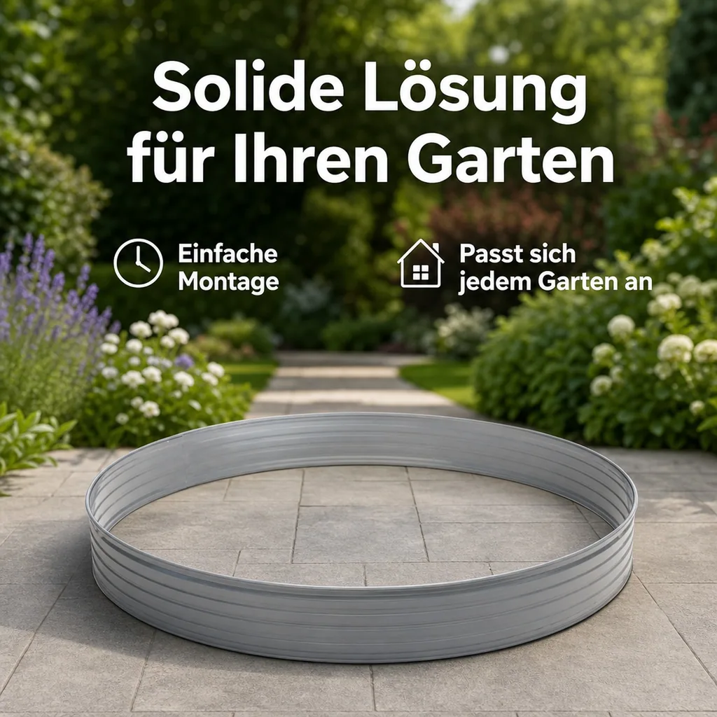 Baumring aus Alu Höhe 140 mm Durchmesser 1.2 m | Baumumrandung | Pflanzringe | Beeteinfassung | Rasenkante rund