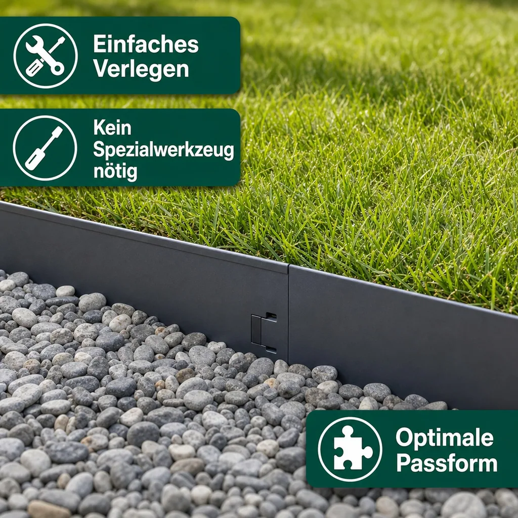 Rasenkanten Metall 13.5cm x 120cm | Beeteinfassung | Beetumrandung | Beetbegrenzungen, Color-GS: ohne Farbe