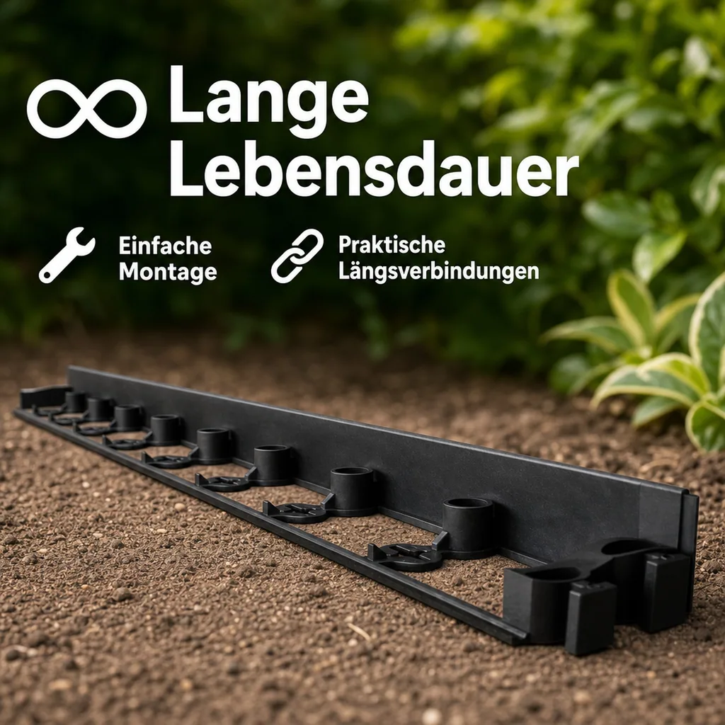 Palisaden Kunststoff  6cm x 1m | Rasenkanten | Beeteinfassung | Beetumrandung | Beetbegrenzungen