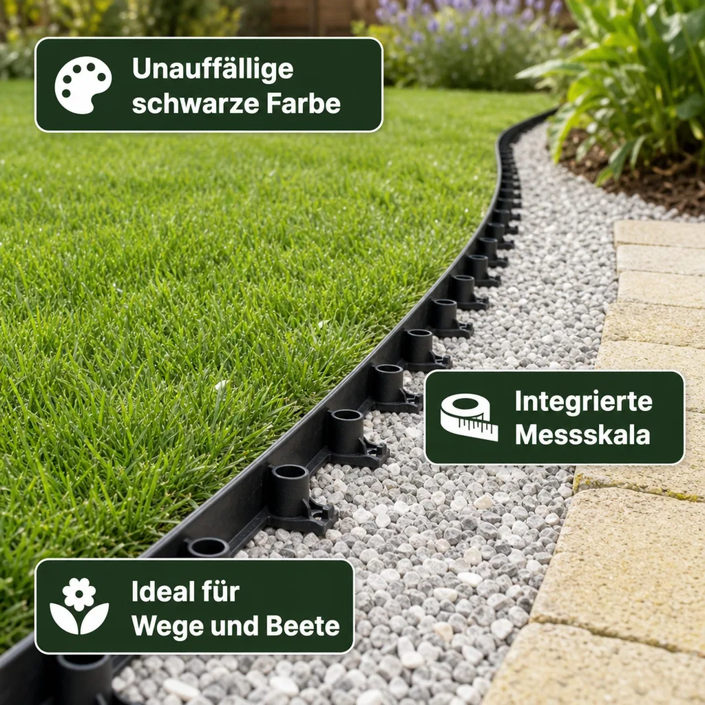 Palisaden Kunststoff  6cm x 1m | Rasenkanten | Beeteinfassung | Beetumrandung | Beetbegrenzungen