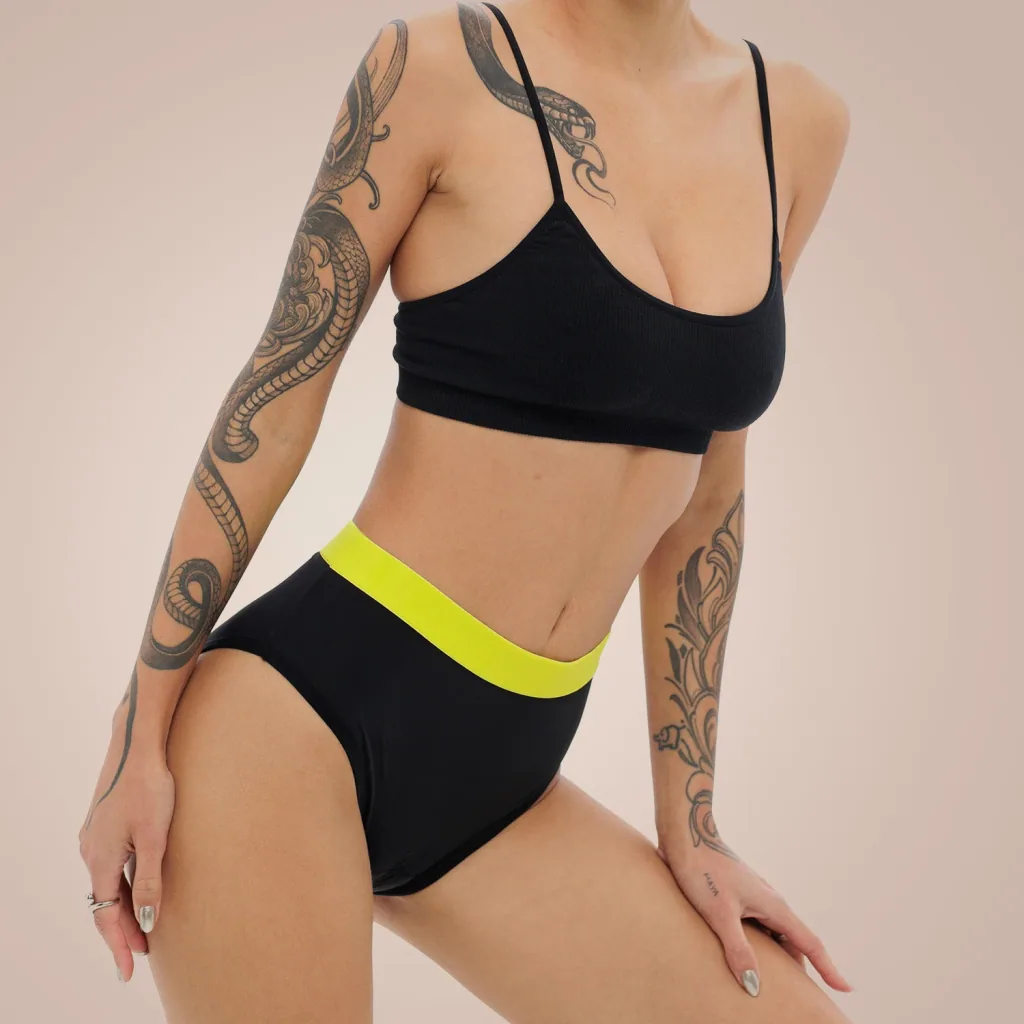 Weekiss High Waist Lemon Periodenunterwäsche, Menstruationsunterwäsche, Periodenslip, Größe: XXL (44); Mengen-Rabatte: ohne; Farbe Weekiss: Schwarz