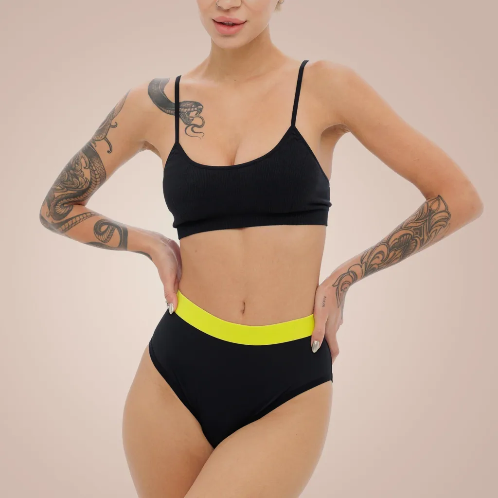 Weekiss High Waist Lemon Periodenunterwäsche, Menstruationsunterwäsche, Periodenslip, Größe: XXL (44); Mengen-Rabatte: ohne; Farbe Weekiss: Schwarz