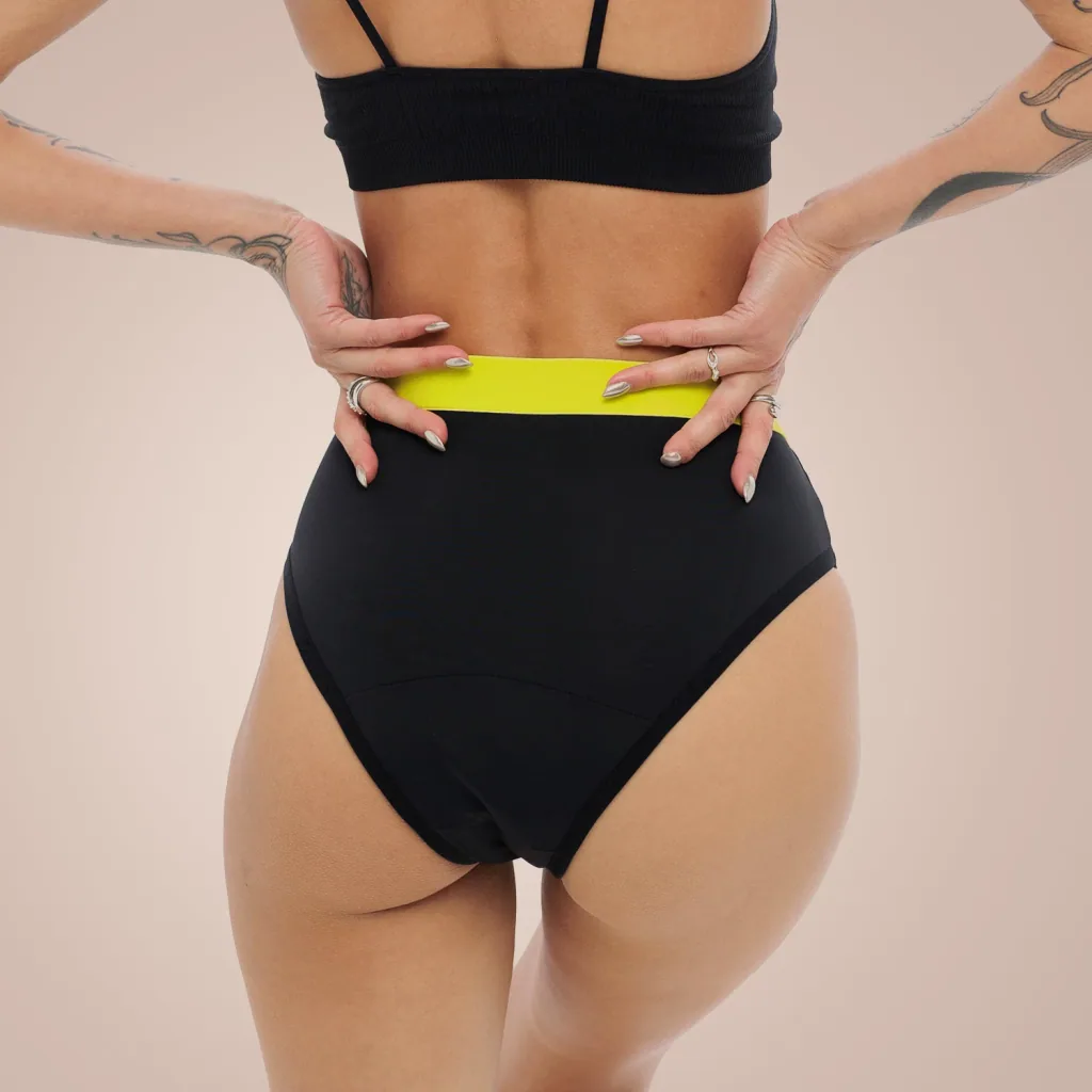 Weekiss High Waist Lemon Periodenunterwäsche, Menstruationsunterwäsche, Periodenslip, Größe: XXL (44); Mengen-Rabatte: ohne; Farbe Weekiss: Schwarz