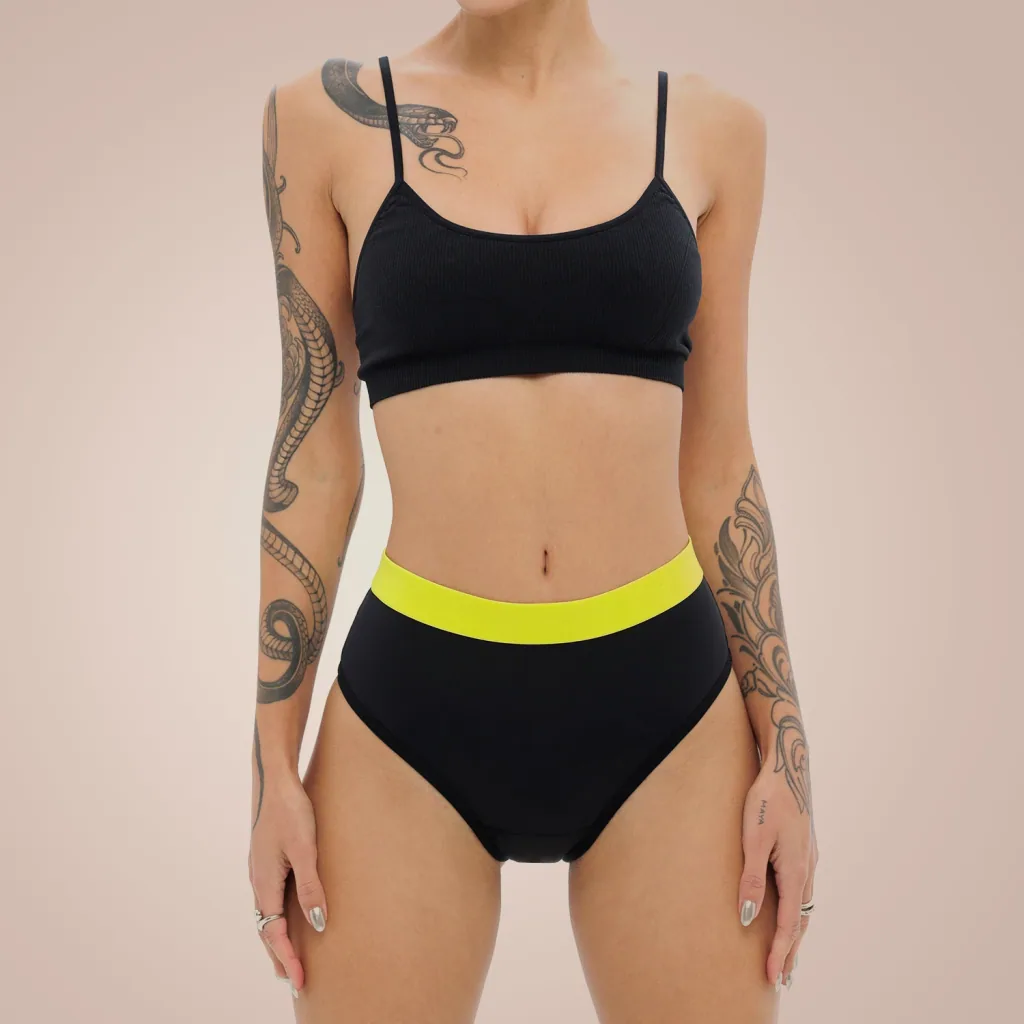 Weekiss High Waist Lemon Periodenunterwäsche, Menstruationsunterwäsche, Periodenslip, Größe: XXL (44); Mengen-Rabatte: ohne; Farbe Weekiss: Schwarz