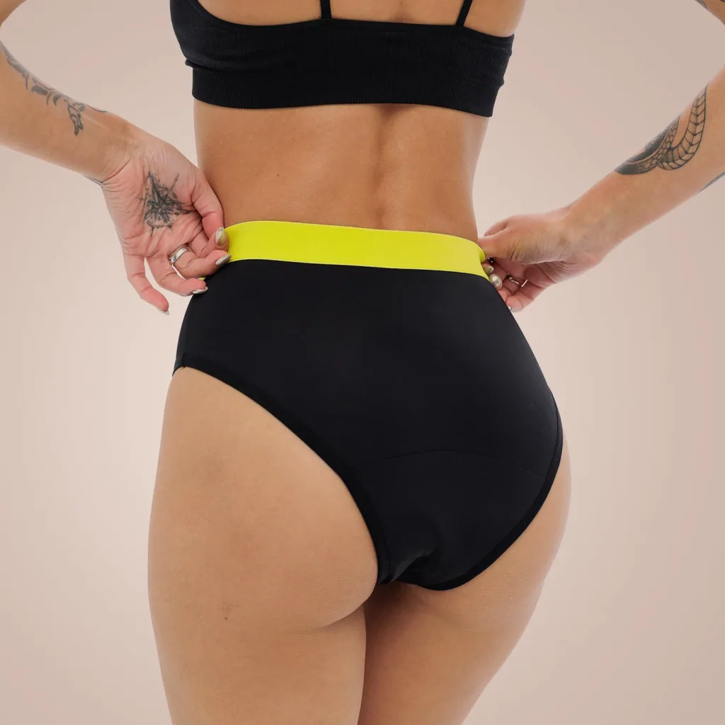 Weekiss High Waist Lemon Periodenunterwäsche, Menstruationsunterwäsche, Periodenslip, Größe: XXL (44); Mengen-Rabatte: ohne; Farbe Weekiss: Schwarz