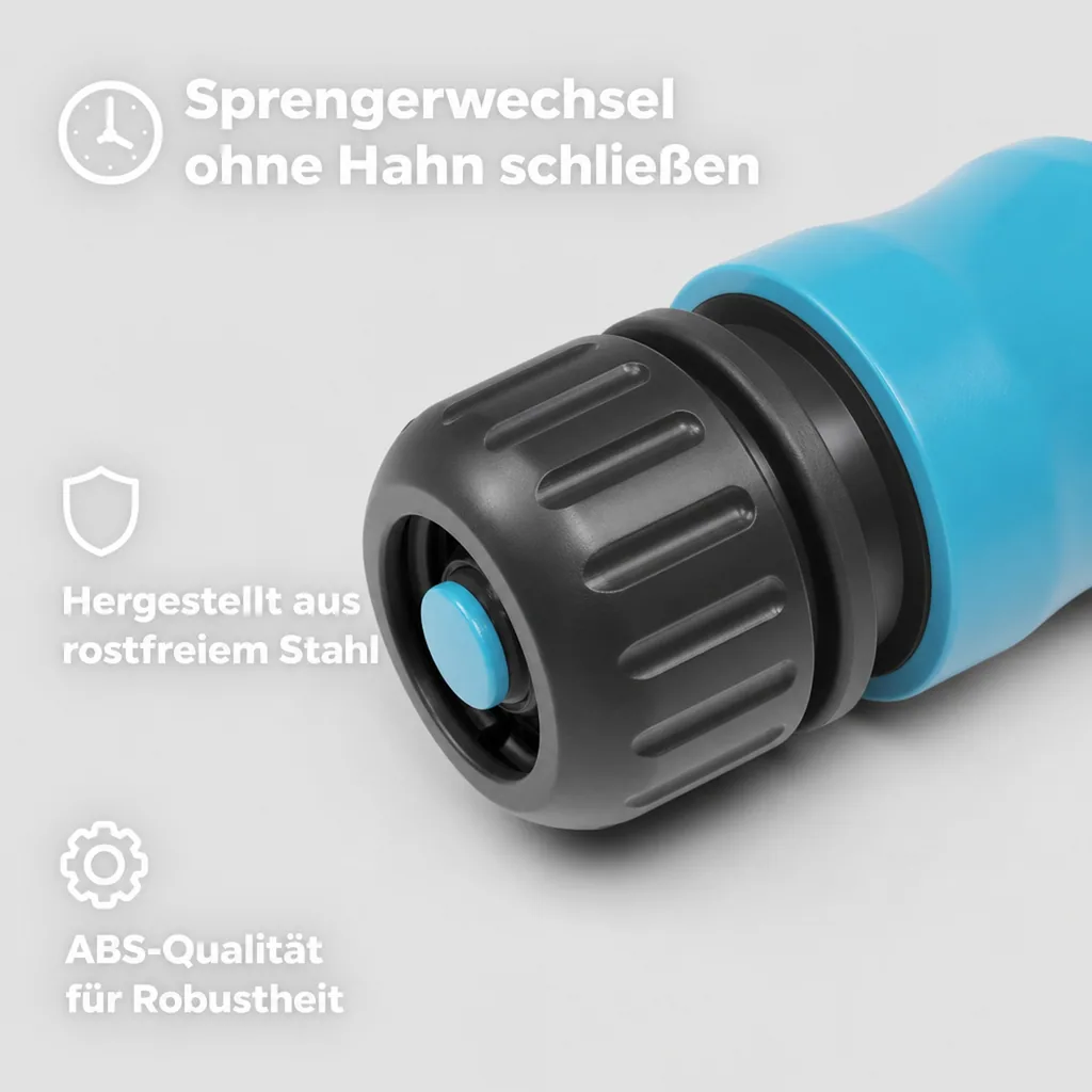 Gartenschlauch Schnellkupplung 1/2 Zoll mit Wasserstop