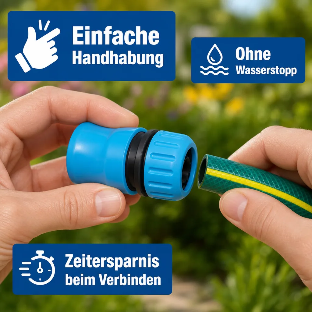 Schnellkupplung 1/2 Zoll, Schlauchkupplung, ohne Wasserstop