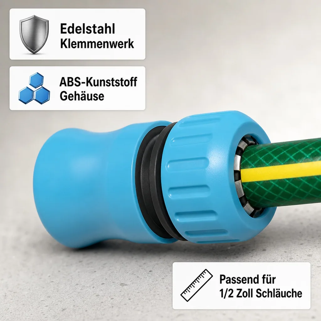 Schnellkupplung 1/2 Zoll, Schlauchkupplung, ohne Wasserstop