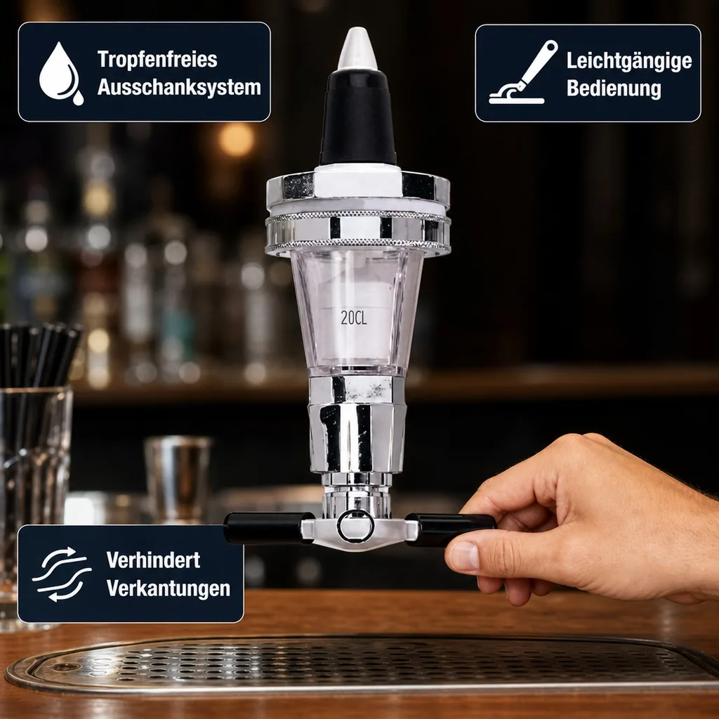 ROYAL Portionierer, Getränkeportionierer, Schnapsspender - mit Zählwerk (Schwarz): Präzise Dosierung & Höherer Gewinn für Bars & Restaurants, Ausschankmenge: 40 ml