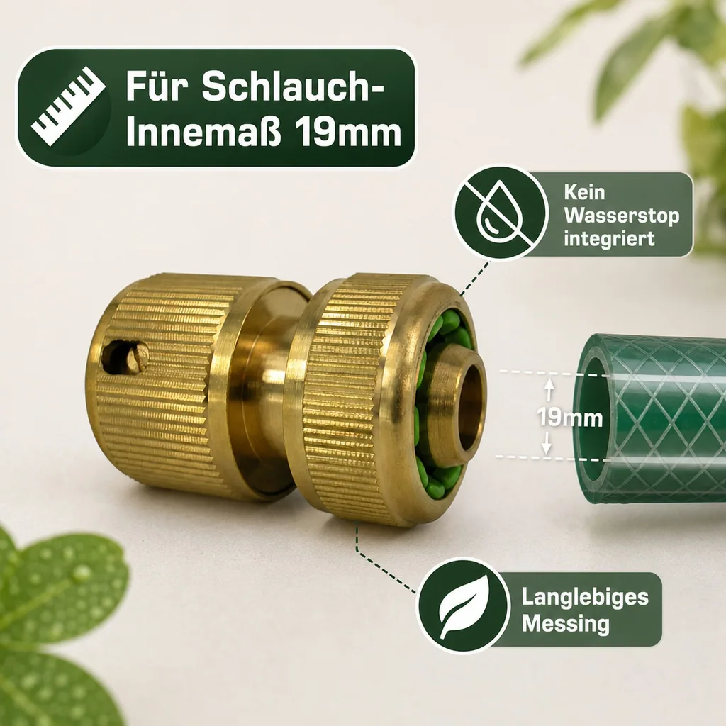Messing Stecksystem 3/4" Zoll Schnellkupplung ohne Wasserstop