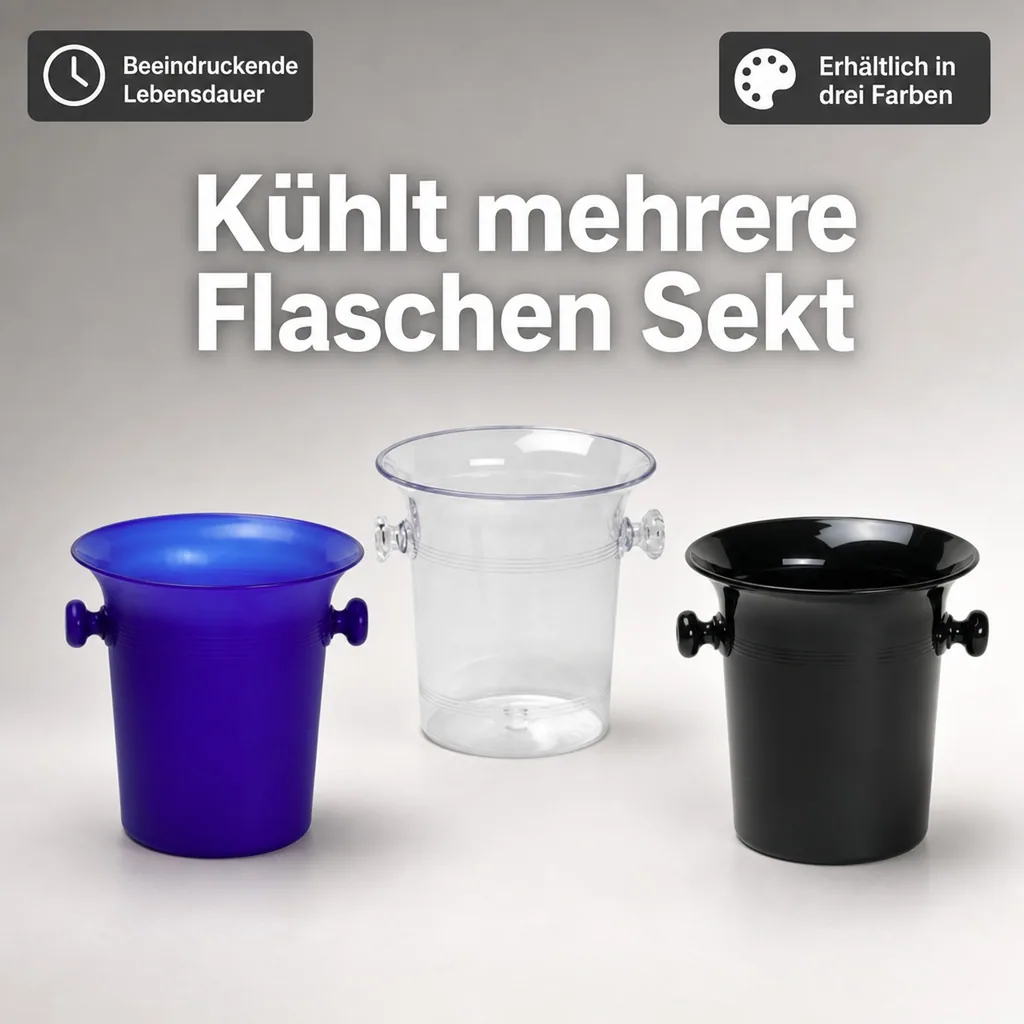 Flaschenkühler, Getränkekühler, Sekt-/Champagnerkübel, 5,0 L - Kunststoff - Elegant & Praktisch - 3 Farben, Farbe: schwarz