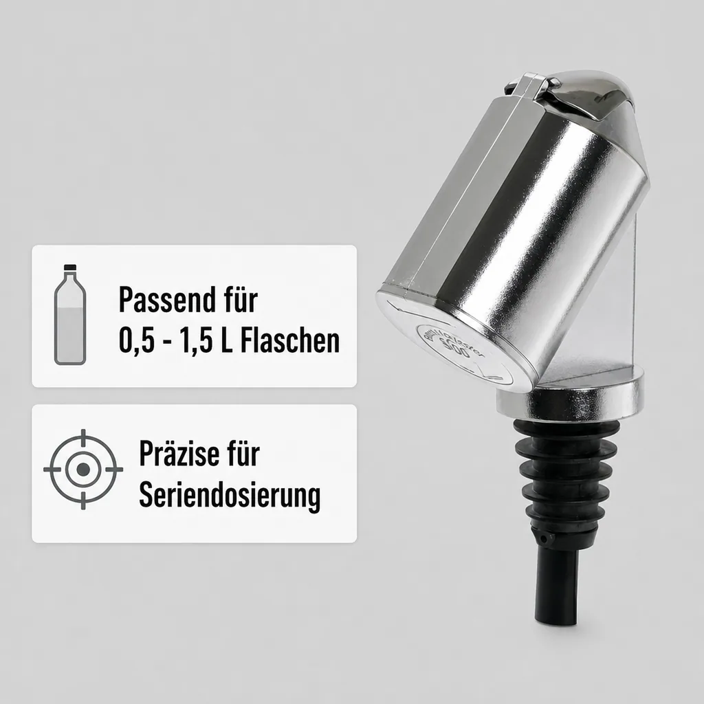 Flaschenportionierer, Ausgießer - Bottle Master 3000, für 0,5 - 1,5 L Flaschen, verchromt, Ausschankmenge: 20 ml