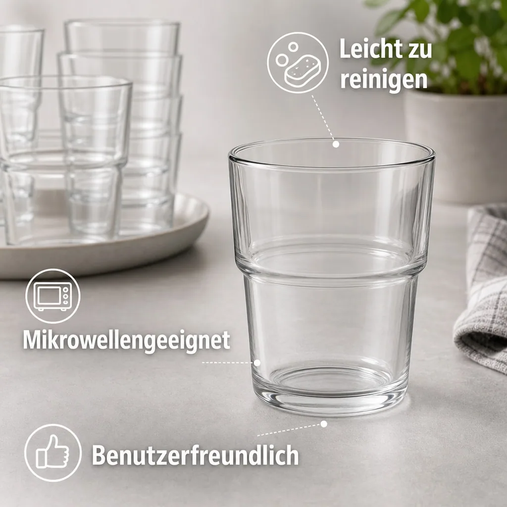 Wassergläser, Trinkgläser 12er Set - Hill, 200ml