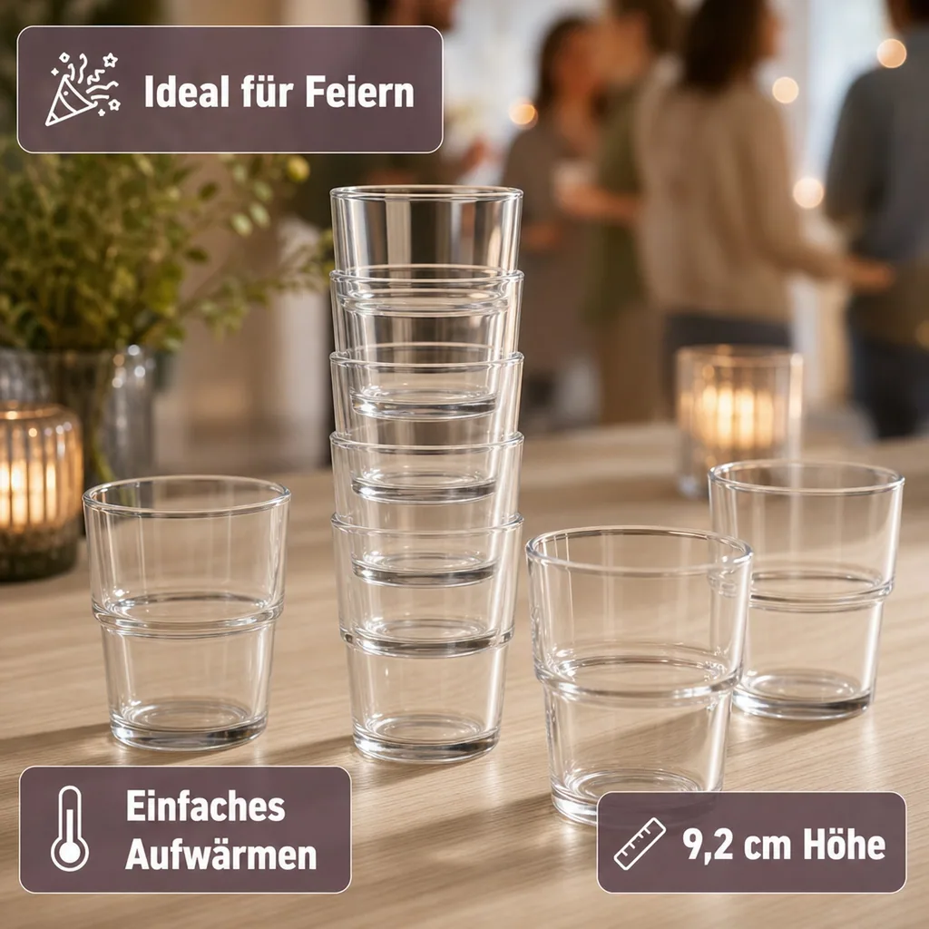 Wassergläser, Trinkgläser 12er Set - Hill, 200ml