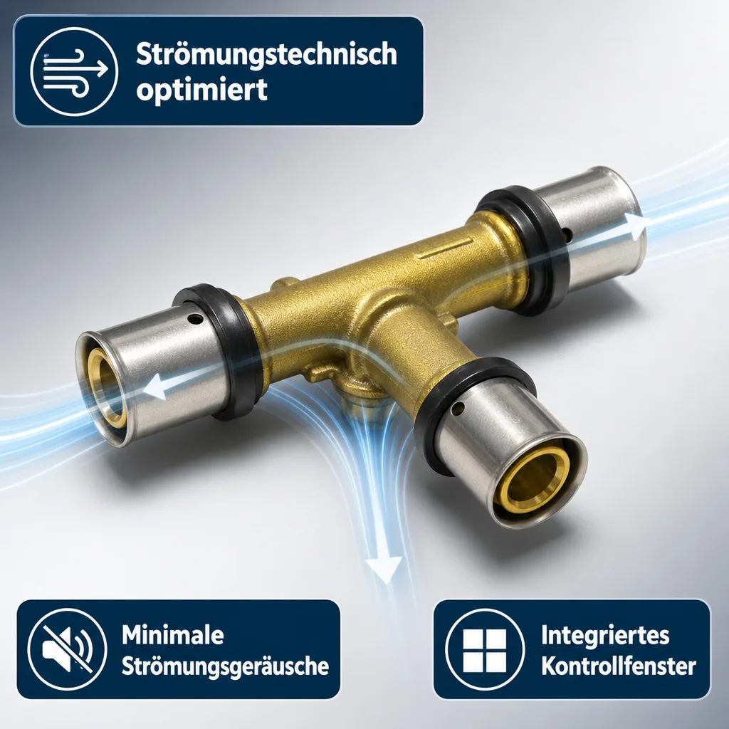 Pressfitting kreuzungsfreies T-Stück 16 x 2 - 16 x 2 - 16 x 2