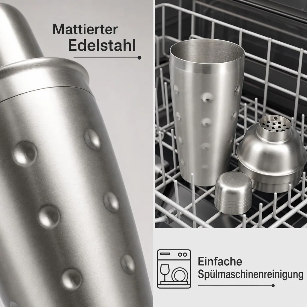 Cocktail shaker 3tlg. - Edelstahl mit Sieb - 500 ml.
