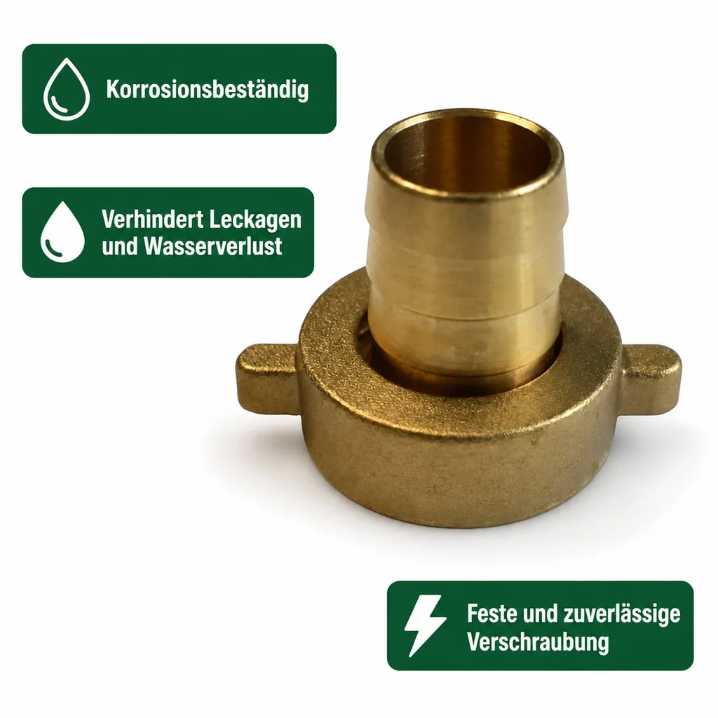 Schlauchverschraubung Messing, 1 1/4 Zoll IG, 32 mm, 2-teilig