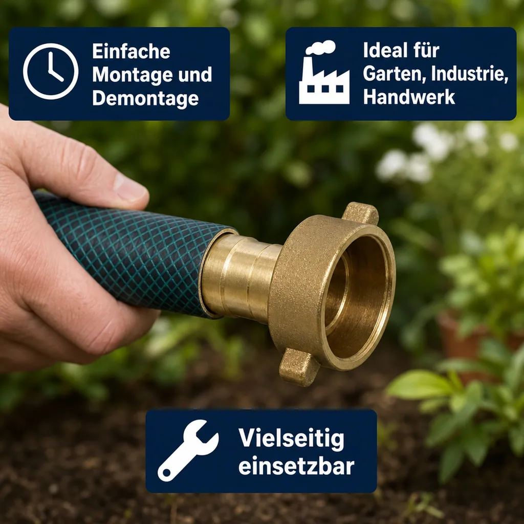 Schlauchverschraubung Messing, 1 1/4 Zoll IG, 32 mm, 2-teilig