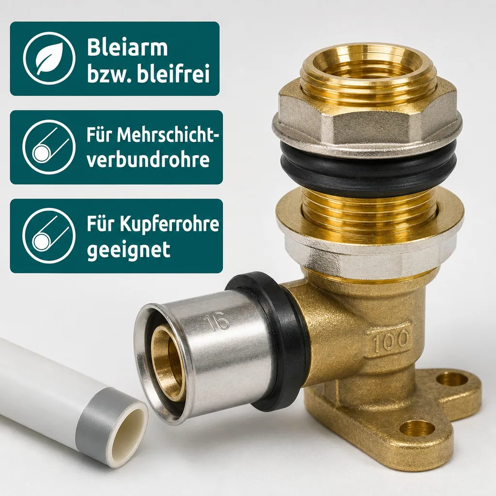 Pressfitting Wanddurchführung 16, 1/2" IG