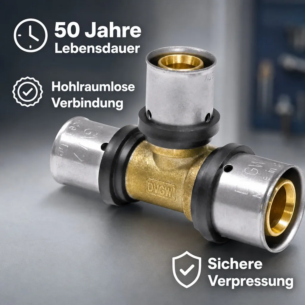 Pressfitting T-Stück Seite reduziert 20 x 2 - 16 x 2 - 16 x 2