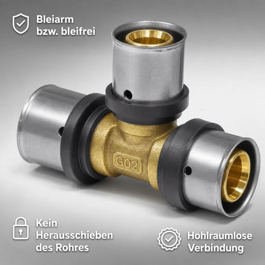 Pressfitting T-Stück Mitte reduziert 20 x 2 - 16 x 2 - 20 x 2