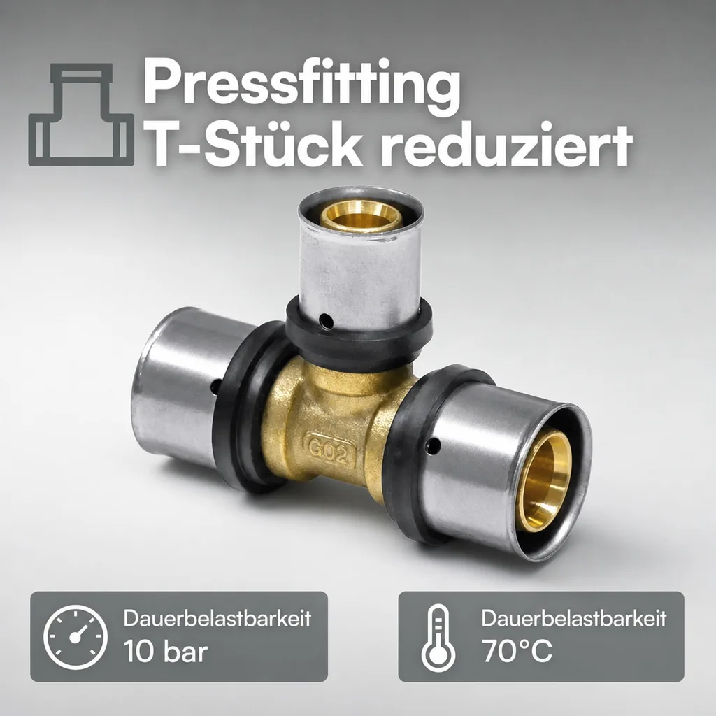 Pressfitting T-Stück Mitte reduziert 20 x 2 - 16 x 2 - 20 x 2
