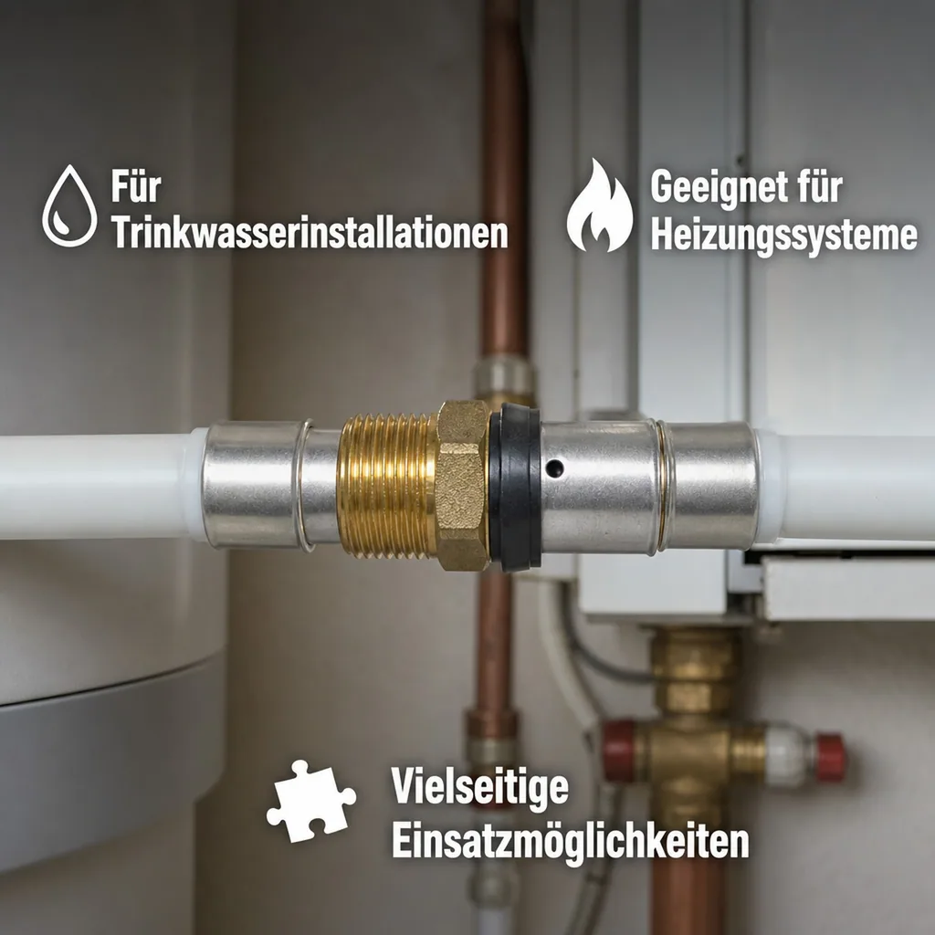 Pressfitting 32mm, Kupplung 1 Zoll, Verbinder, DVGW