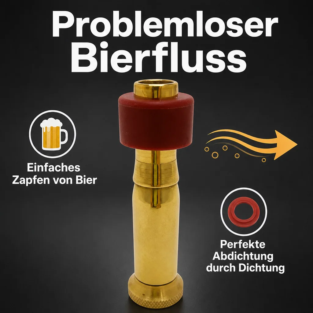 Bierfasslüfter, Lüfter aus Messing mit Dichtung für Fässer mit Spundloch