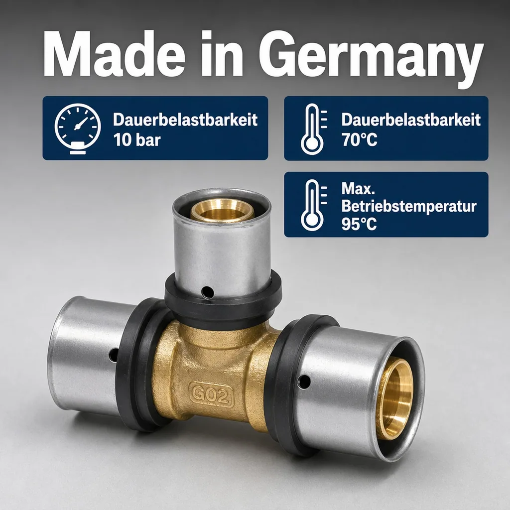 Pressfitting T-Stück Seite reduziert 20 x 2 - 20 x 2 - 16 x 2