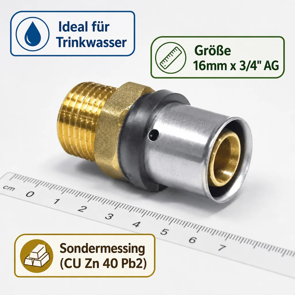 Pressfitting Kupplung 16mm, Verbinder, Made in Germany