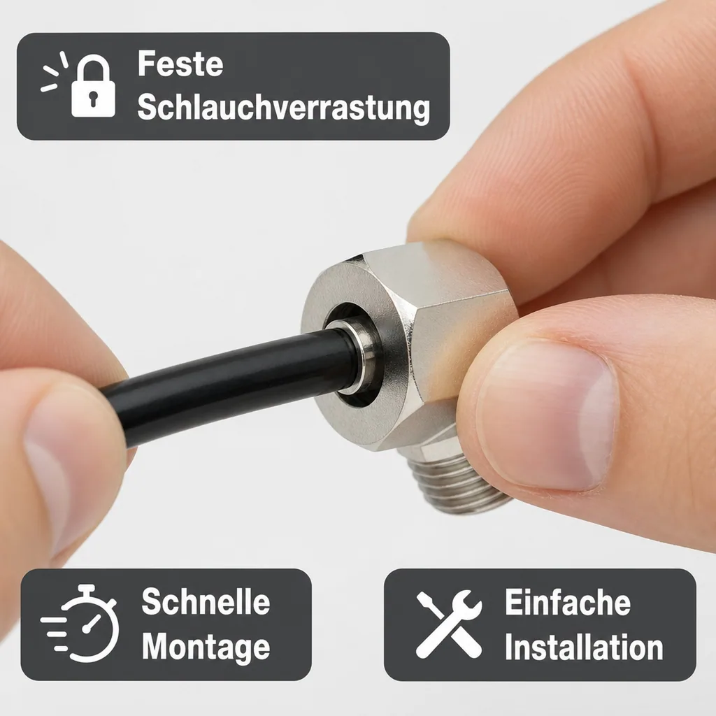 Quetschverschraubung, Compression fitting - für CO2-Schlauch 4 mm NW