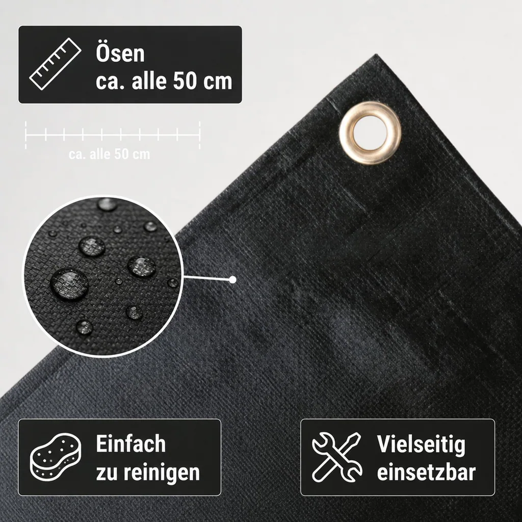 Abdeckplane 280g/m², 8x10m, 80m², grün, reißfest, wasserdicht