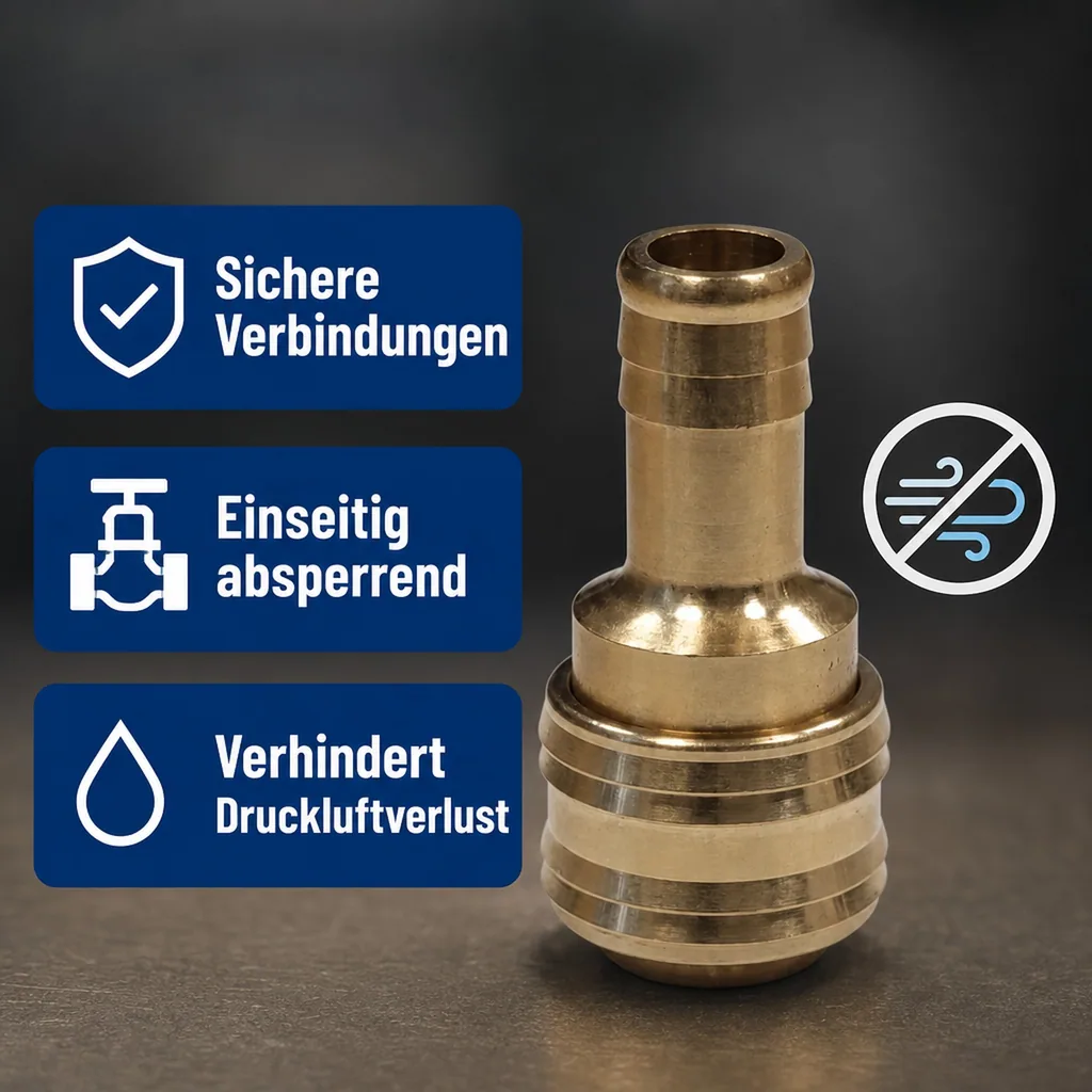 Druckluftkupplung, Kupplungsdose 13mm, Einhand Schnellkupplung