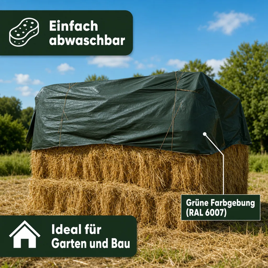 Abdeckplane 210g/m², 3x4m grün, wasserdicht, reißfest (12m²)