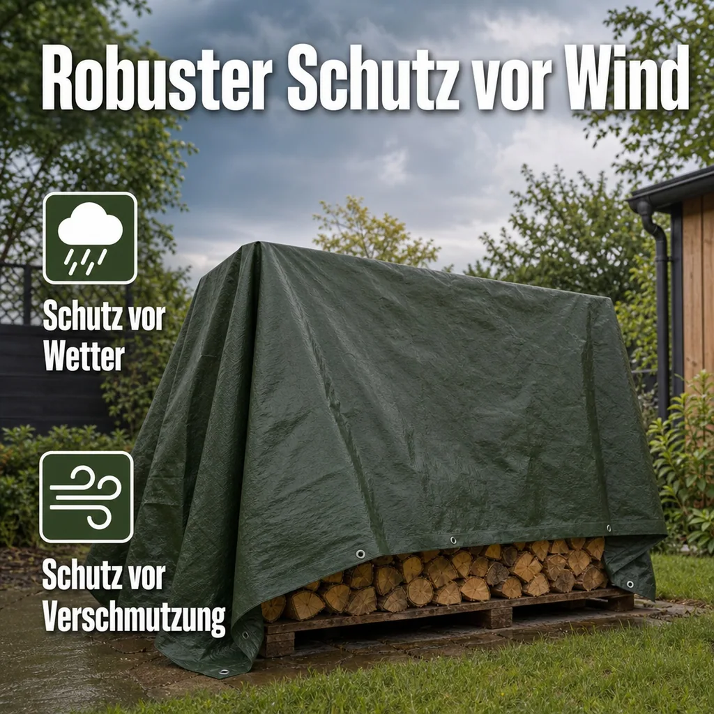 Abdeckplane 210g/m², 5x6m, grün, 30m², wasserdicht, reißfest