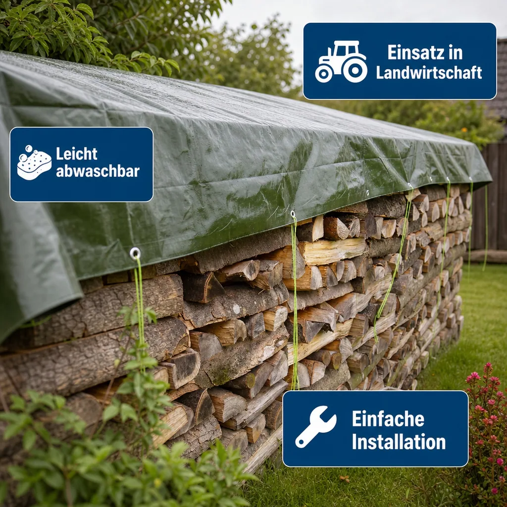 Abdeckplane 210g/m², 5x6m, grün, 30m², wasserdicht, reißfest