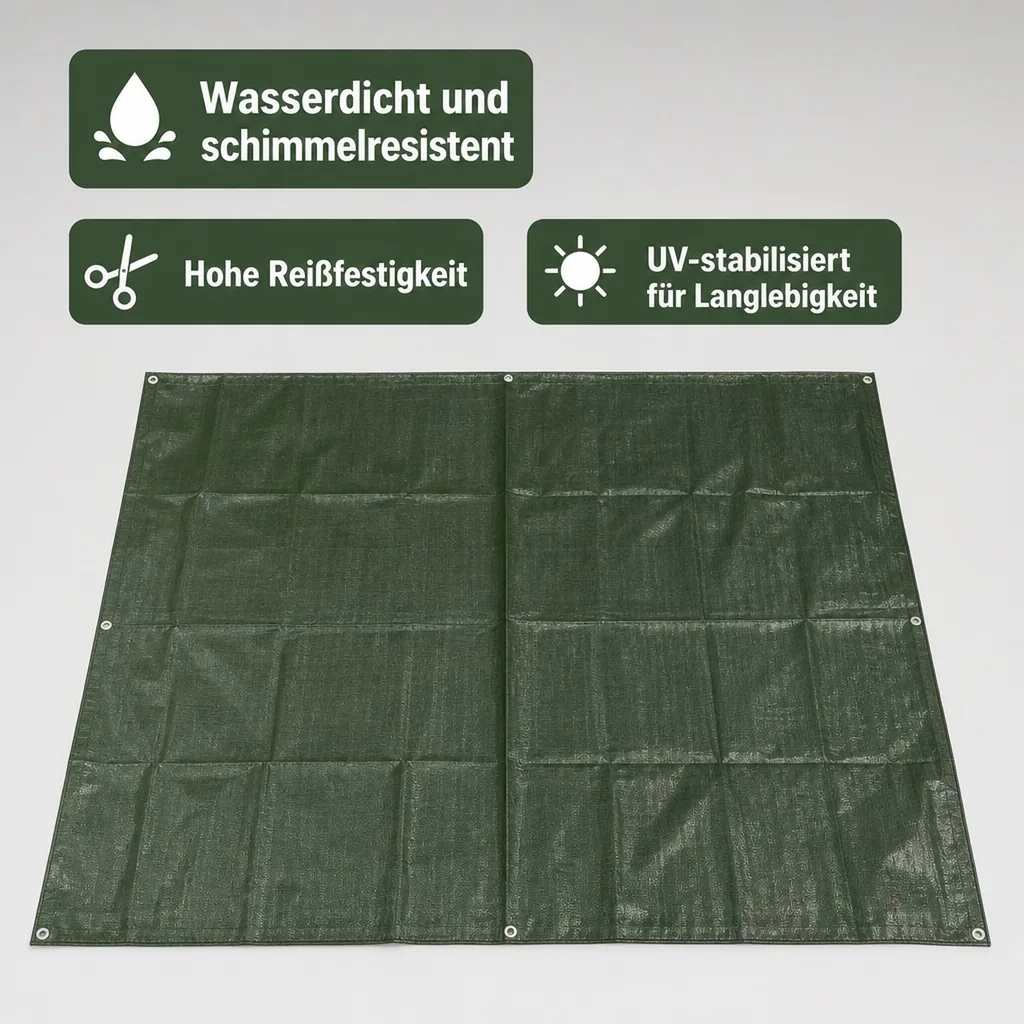 Abdeckplane 280g/m², grün, wasserdicht, reißfest, 5x7m (35m²)