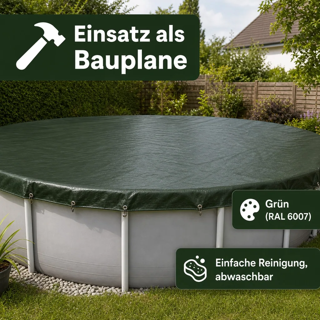 Abdeckplane, 280 g/m², Gewebeplane, Bauplane, grün, 4x8m (32m²)