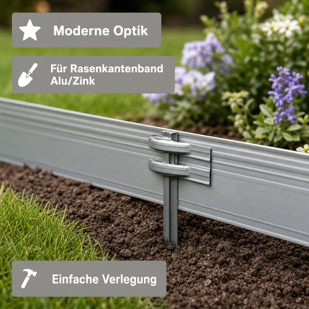 10er Set Erdanker Set für Green Universe Rasenkante 10cm Höhe | Bodenanker | Erdnägel