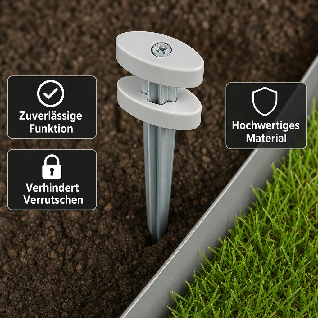 5er Set Erdanker Set für Green Universe Rasenkante 14cm Höhe | Bodenanker | Erdnägel