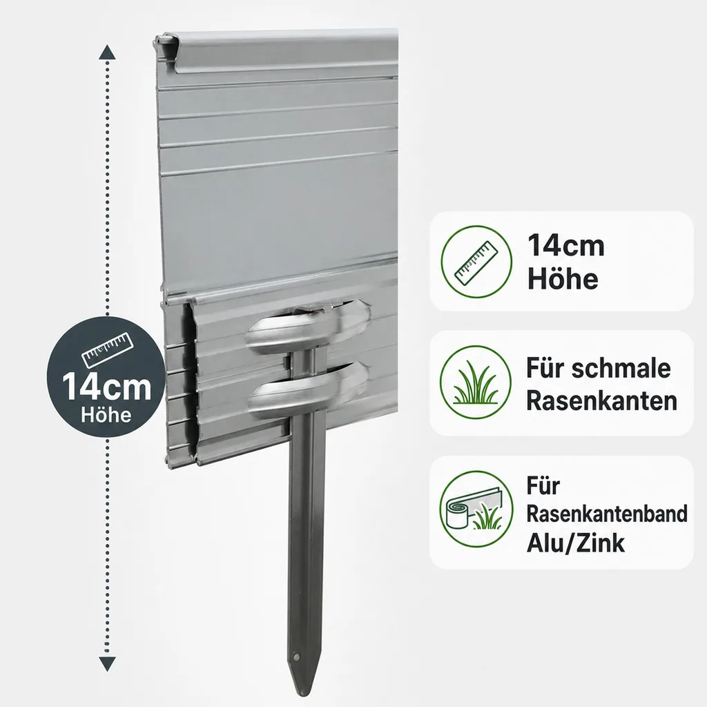 5er Set Erdanker Set für Green Universe Rasenkante 14cm Höhe | Bodenanker | Erdnägel