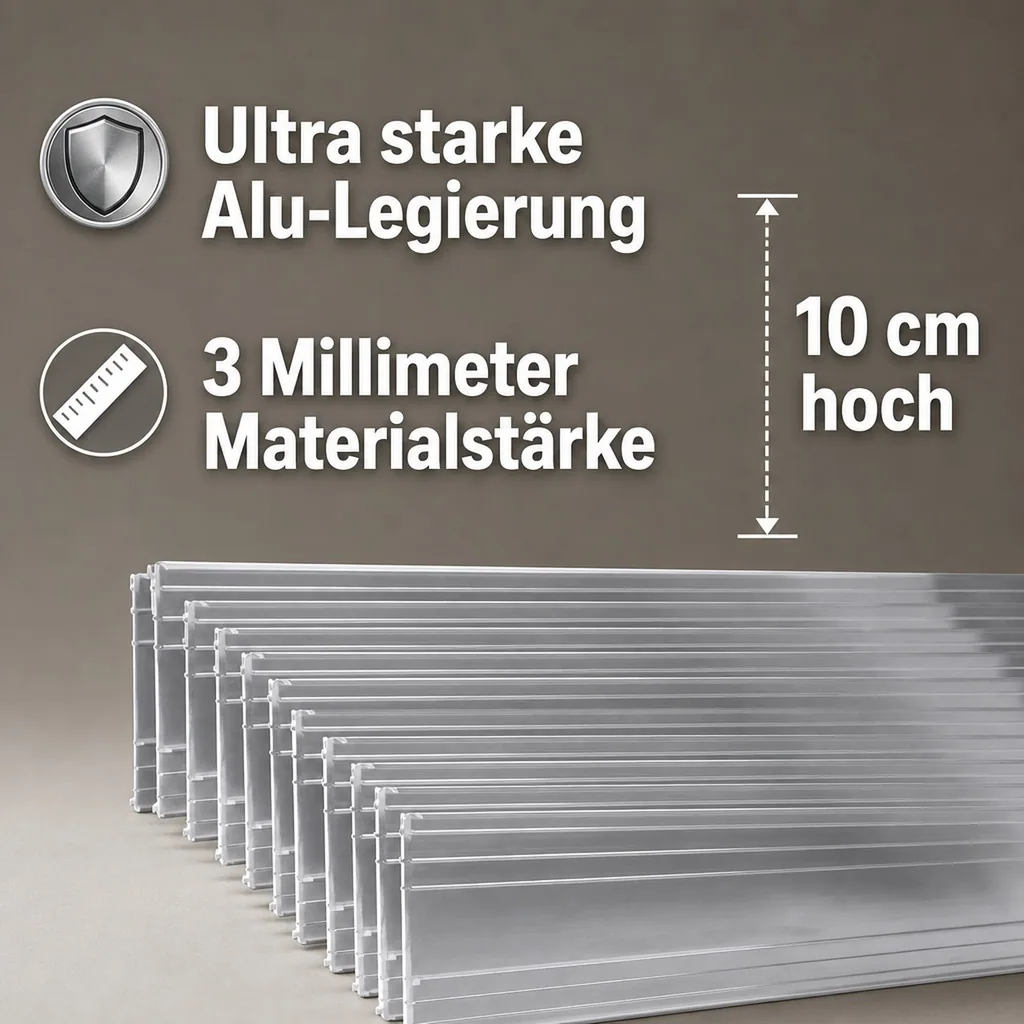 10er Set Ultra Starke Alu Rasenkanten 10cm x 1m (10m lang) | Beeteinfassung | Beetumrandung | Beetbegrenzungen, Color-GS: ohne Farbe