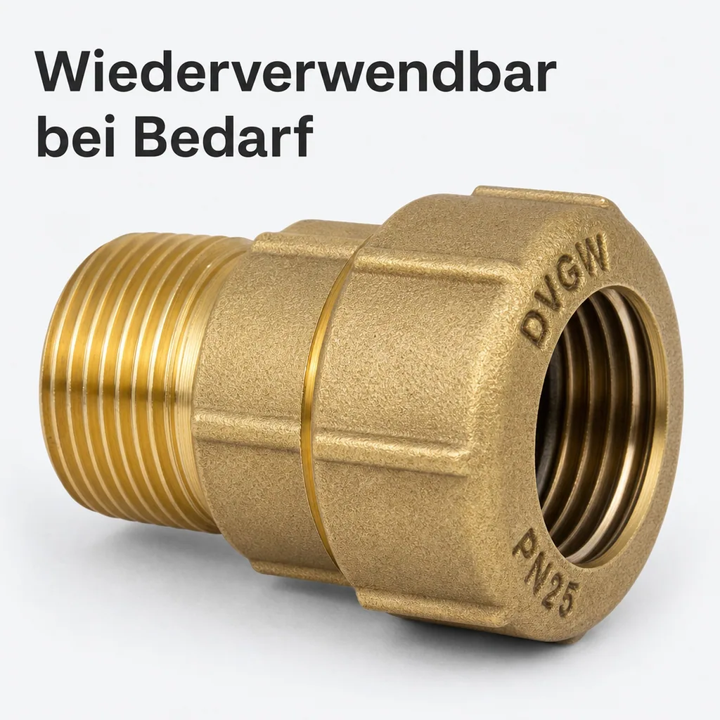 PE Rohr Verschraubung, Messing Kupplung 20mm, AG 20x1/2"